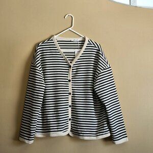NWT  Yifuqin WOMENS TOP TUNIC BLOUSE BLACK WHITE STRIPES SIZE XXL